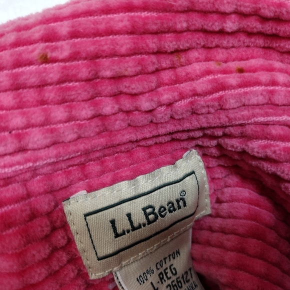 LL BEAN Pink 100% Cotton Wide Wale Corduroy Button Up Shirt Large Reg - Picture 6 of 8